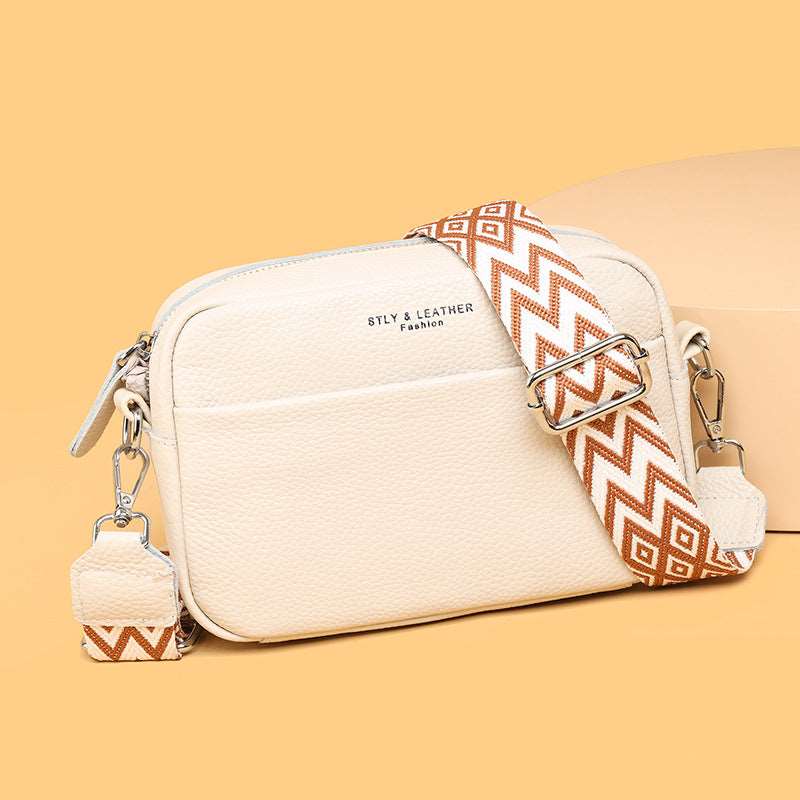 White Rhombus Embroidered Wide Shoulder Strap 