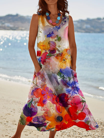 a woman in a bathing suit standing on a beach 