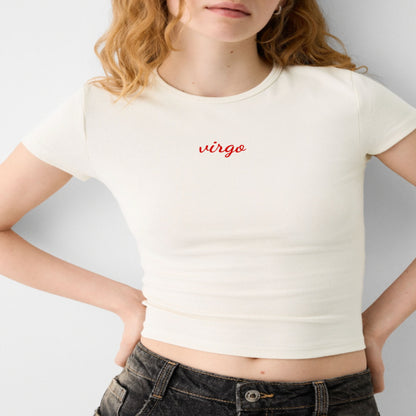 Women's Zodiac Letter Printed Short Sleeved T-shirt - Virgo Zodiac