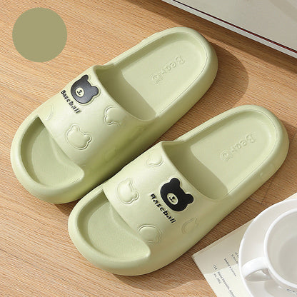 Cute Cartoon Bear Slippers For Women Summer Indoor Thick-soled Non-slip Floor