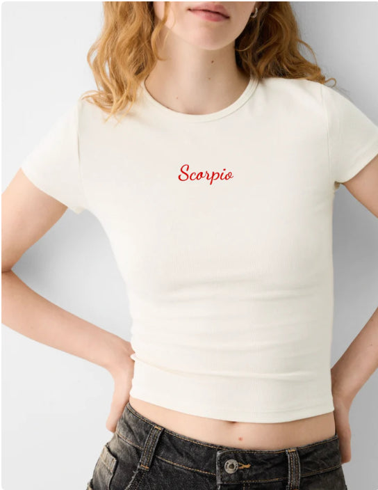 Women's Scorpio Zodiac Letter Printed Short Sleeved T-shirt - Scorpio Zodiac