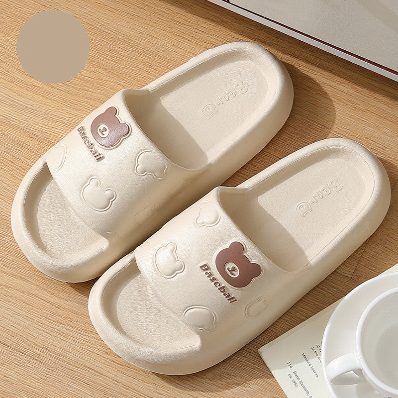 Cute Cartoon Bear Slippers For Women Summer Indoor Thick-soled Non-slip Floor