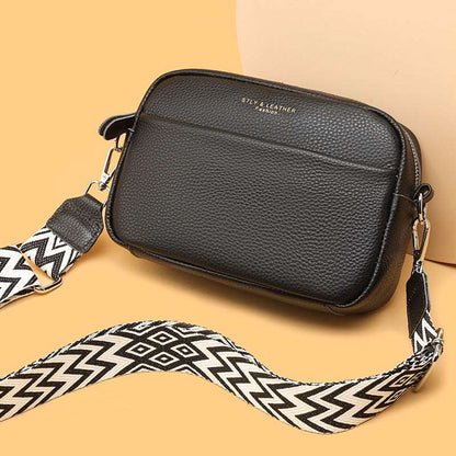 Black Rhombus Embroidered Wide Shoulder Strap