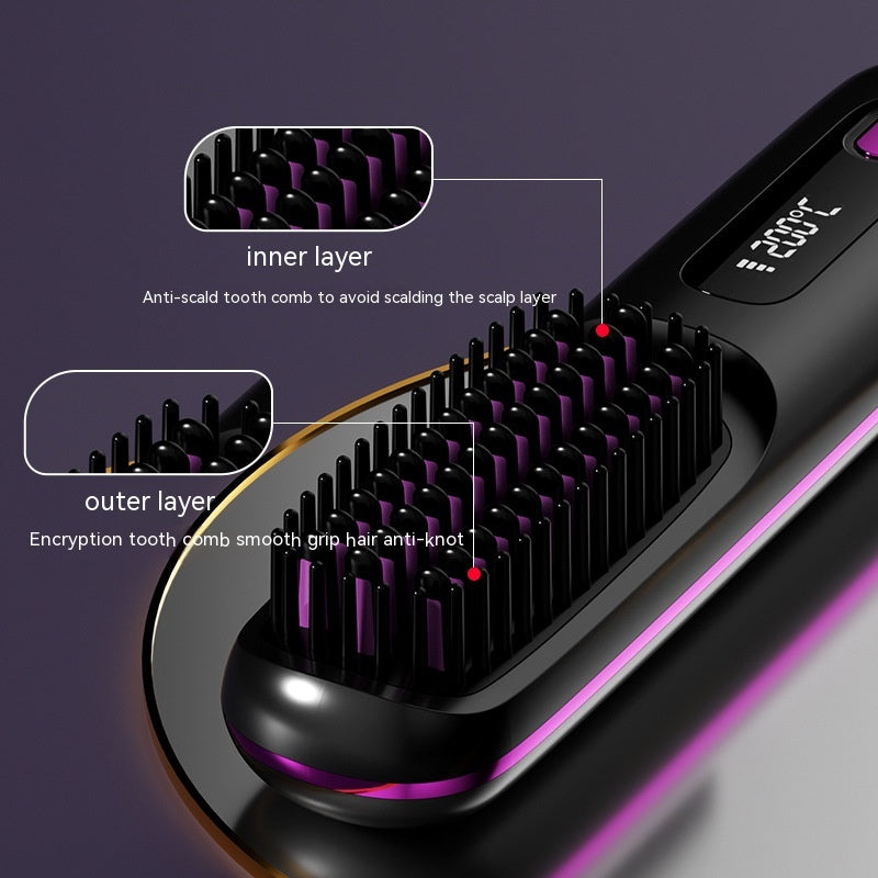 LCD USB Charging Ceramic Heating Electric Comb Hair Straightener