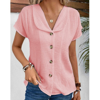 Women's Summer Solid Color Short-sleeves Top