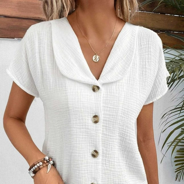 Women's Summer Solid Color Short-sleeves Top 