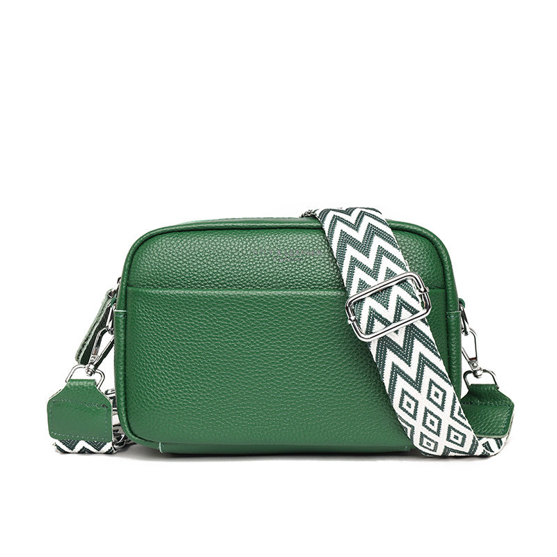 Green Rhombus Embroidered Wide Shoulder Strap