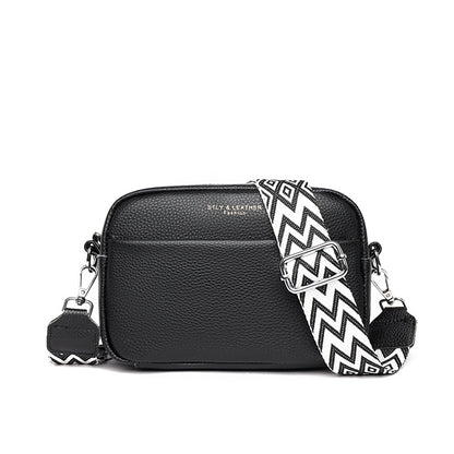 Black and White Rhombus Embroidered Wide Shoulder Strap