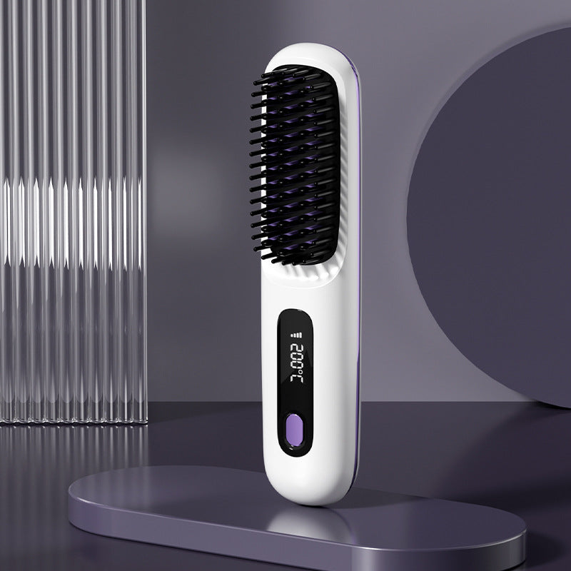 LCD USB Charging Ceramic Heating Electric Comb Hair Straightener