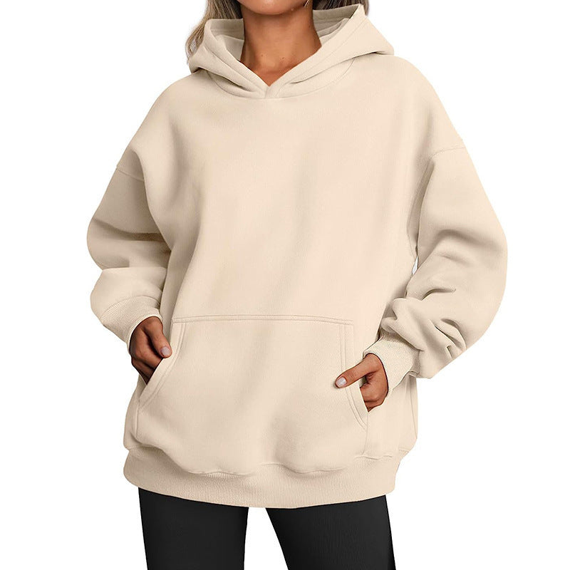 Women's White Autumn Thick Hoody Sweater