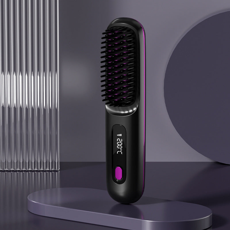 LCD USB Charging Ceramic Heating Electric Comb Hair Straightener