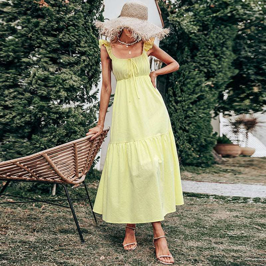 Women's Yellow Halter Dress