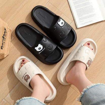 Cute Cartoon Bear Slippers For Women Summer Indoor Thick-soled Non-slip Floor