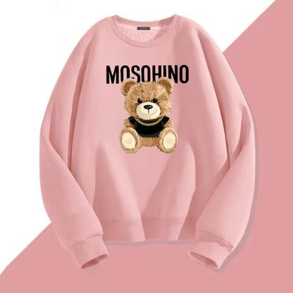 Bear Printed Pink All-matching Unisex Sweatshirt