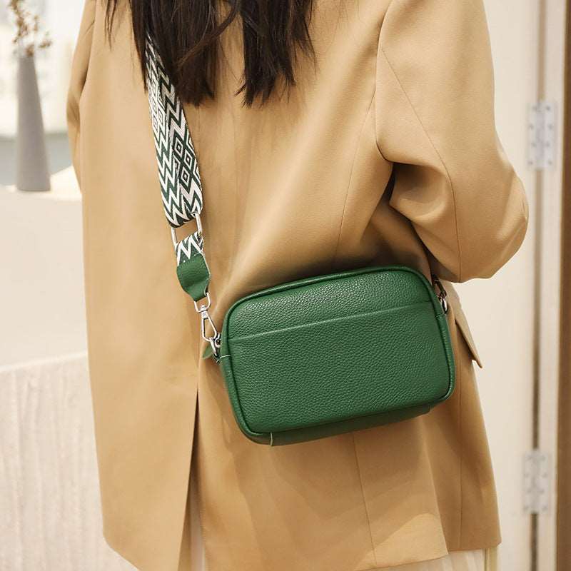 Green Rhombus Embroidered Wide Shoulder Strap