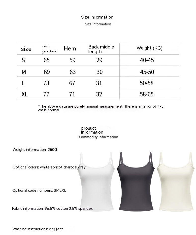 Tank Top Undershirts For Women | Sleeveless Top - Size Chart